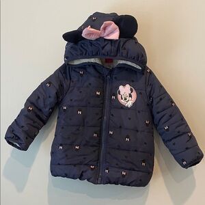 Navy Minnie Mouse Puffer Jacket with Pink Accents - 4T